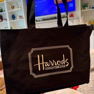 Harrods Elegant Black and Gold Tote